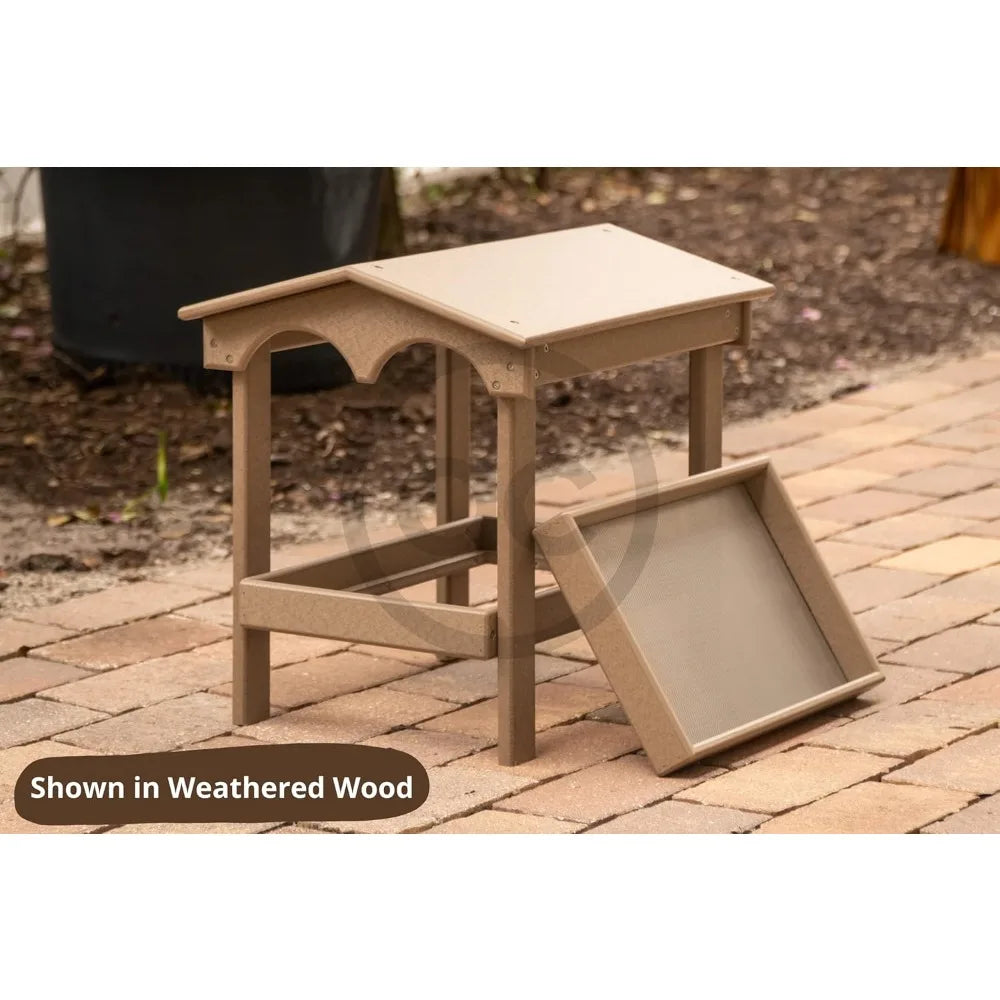 Recycled Plastic Large Raised Platform Covered Ground Fly Through Bird Feeder with Removable Seed Tray for Outdoors USA