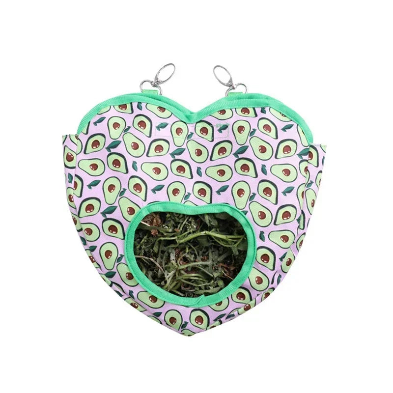 Guinea Pig Hay Feeder with Hooks Hanging Rabbit Grass Feeding Bag for Small Pets Bunny Hamster Feeding Dispenser Container