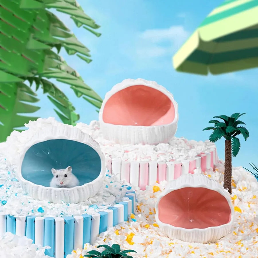 Ceramic Hamster Hideout And Guinea Pig House Sand Bath For Small Pets Durable Cage Accessory For Chewing And Comfort