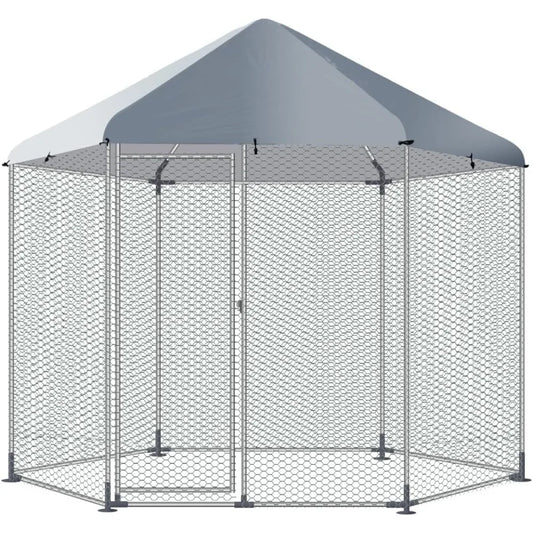 Large Metal Chicken Coop Run Waterproof Cover 9.2Lx4.6Wx8H