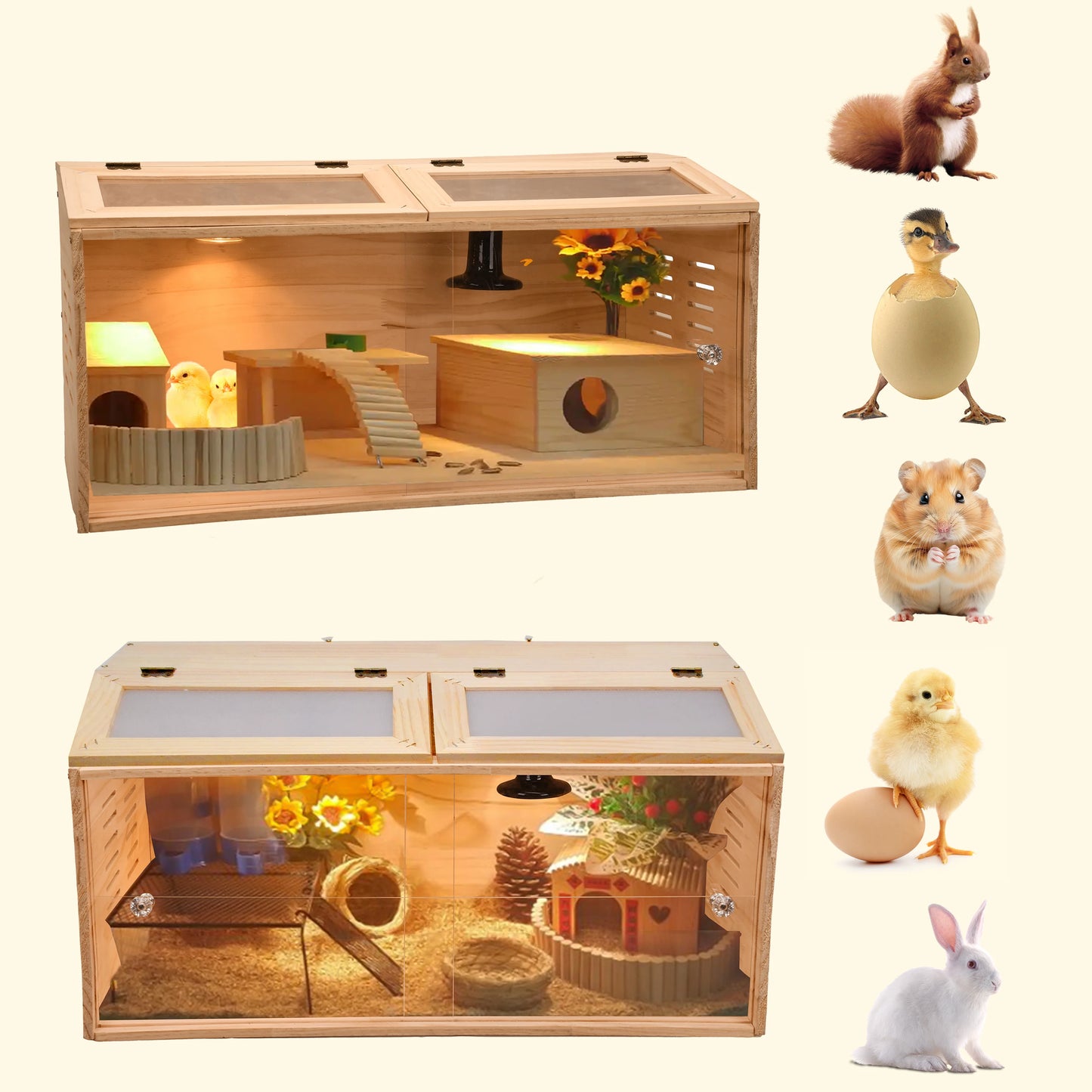 Wooden Chicken Brooder Box Small Animal Cage For Poultry Breeding Quail Birds Hamsters Hedgehogs Supplies