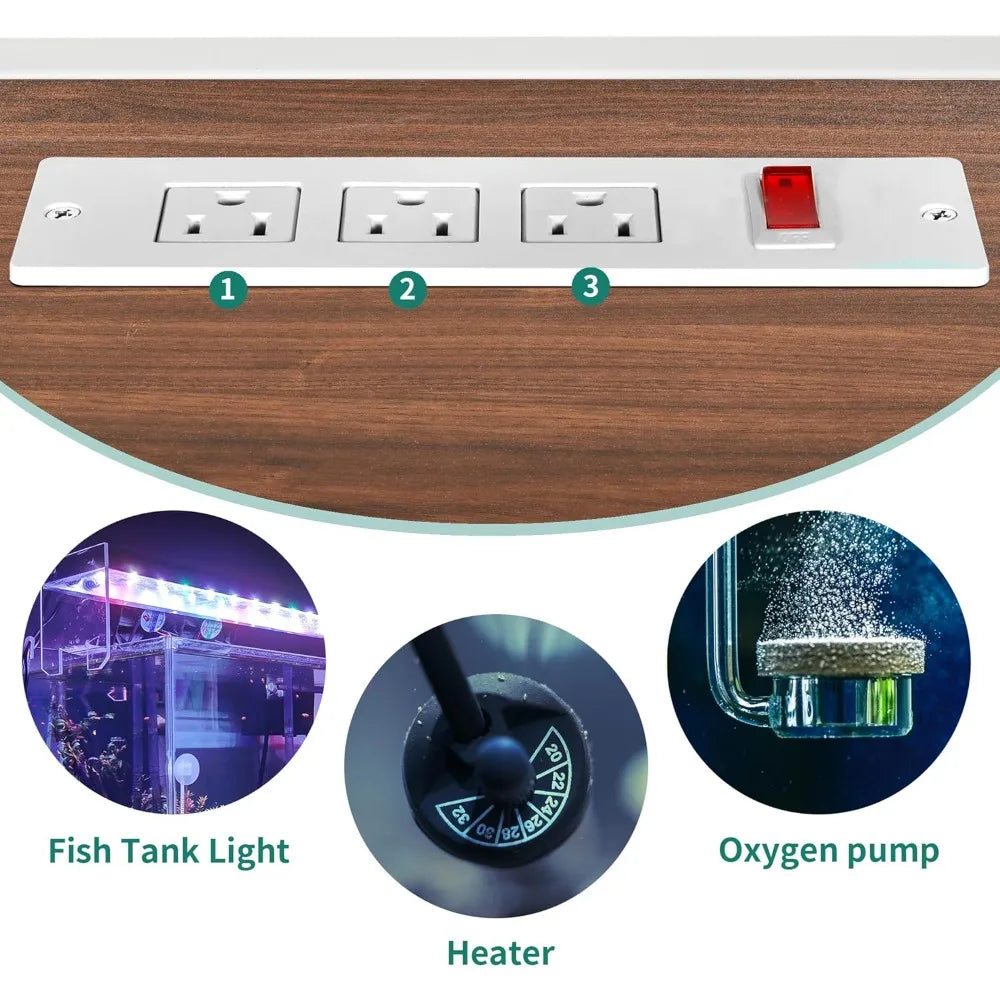 Heavy Duty 55-75 Gallon Fish Tank Aquarium Stand With Power Outlet Marble