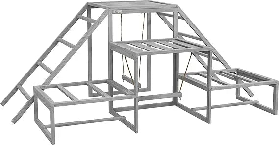 Chicken Toys for Coop Chicken Swing Set Chicken Coop Accessories with Perches Wood Stand Ladder Platforms