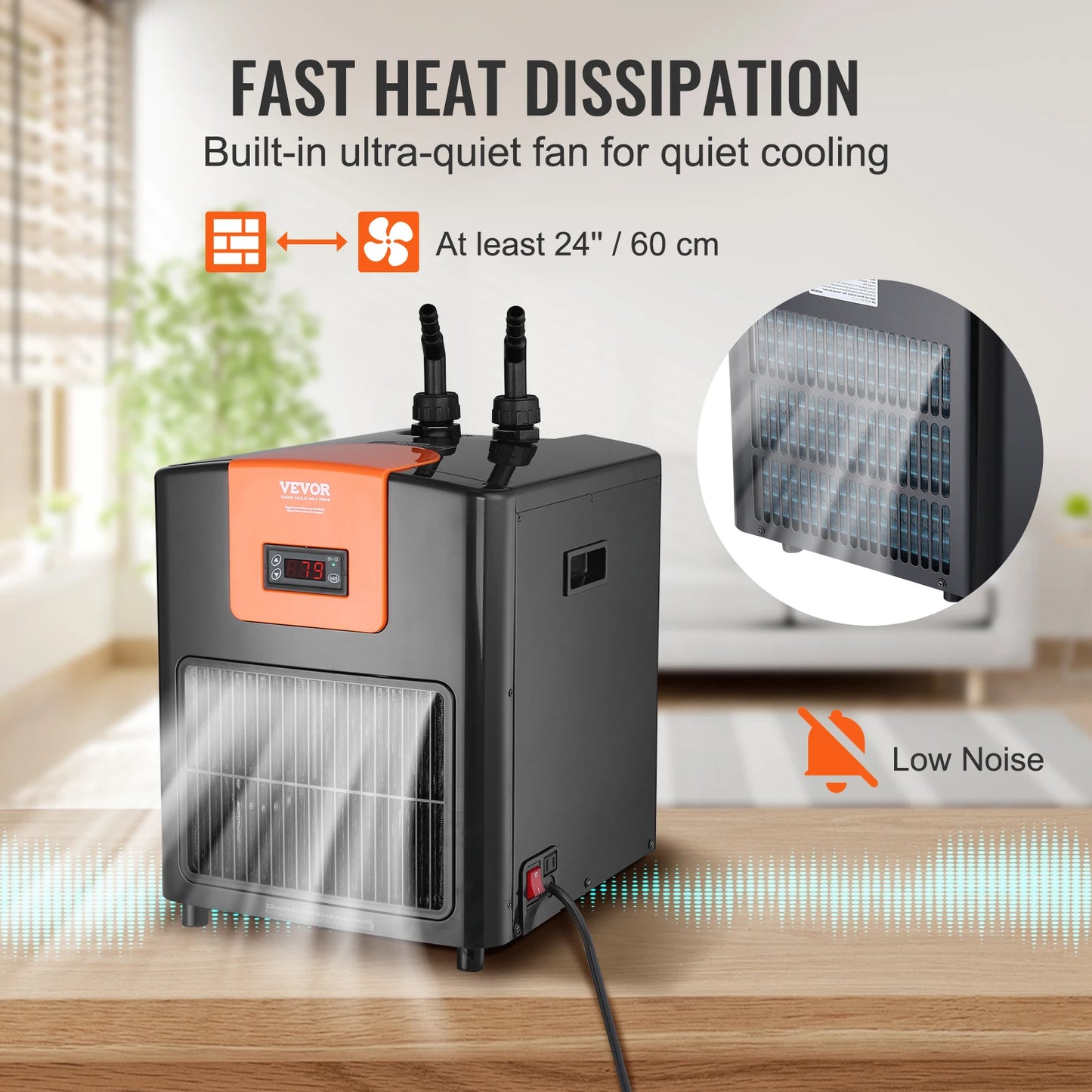 SucceBuy Aquarium Chiller For Freshwater Fish Tank 0.25 0.33 0.1 1.5HP Quiet Hydroponic Water Chiller 110V 100W 20-34C